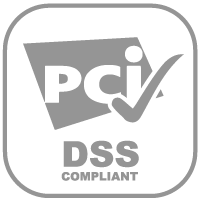 Black and white PCI DSS 2019-2020 certification logo