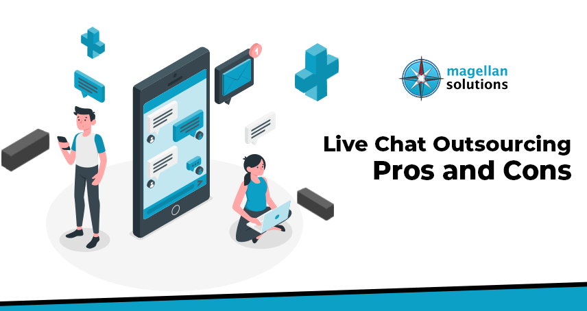 A blog banner for Live Chat Outsourcing Pros and Cons