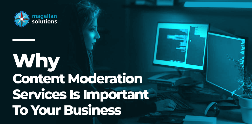 A blog banner by Magellan Solutions about Content Moderation Services