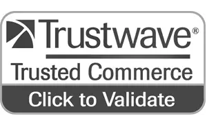 Black and white trustwave certification logo