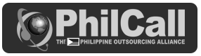 black and white philcall logo