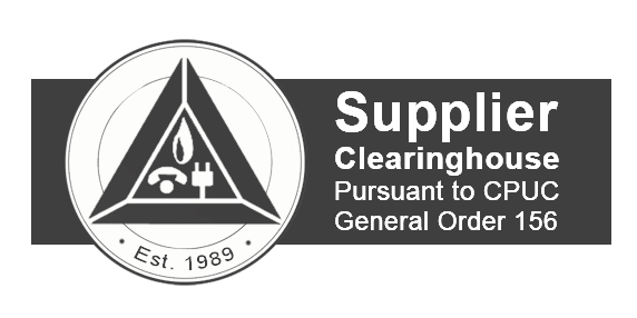Black and white Supplier Clearinghouse CPUC Certification Logo
