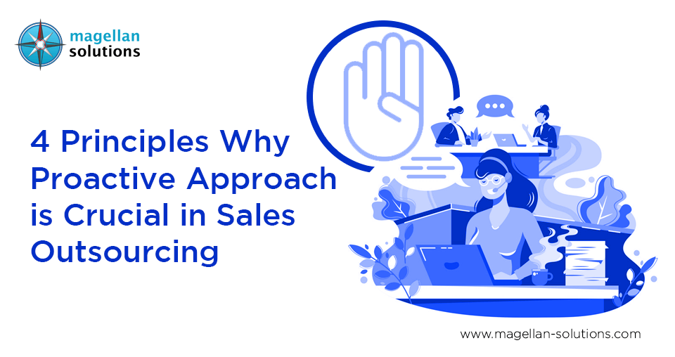 A blog banner by Magellan Solutions titled 4 Principles Why Proactive Approach is Crucial in Sales Outsourcing