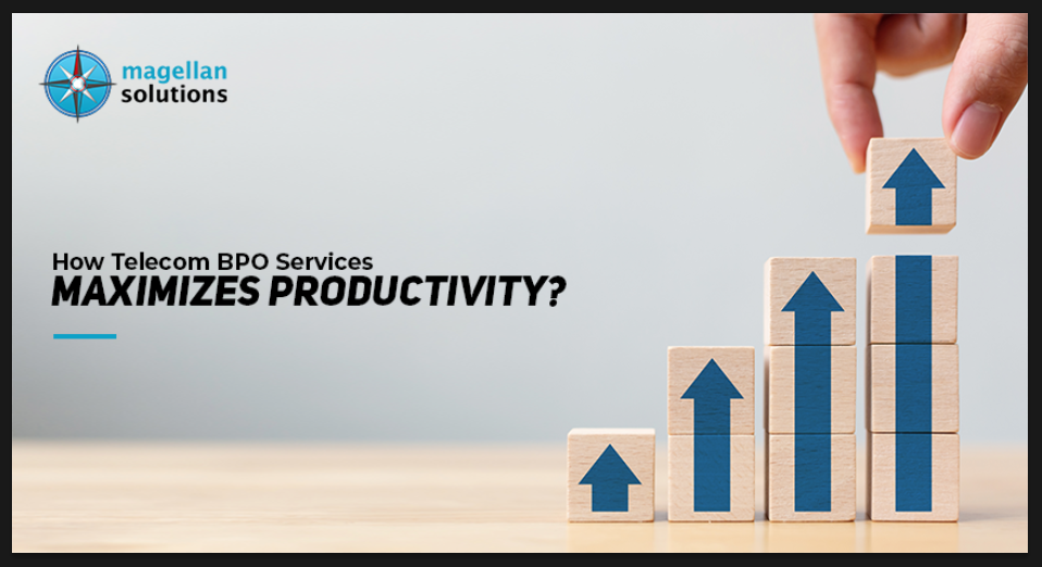 A blog banner by Magellan Solutions titled How Telecom BPO Services Maximizes Productivity?