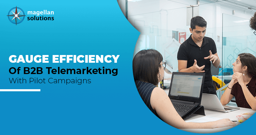 A blog banner by Magellan Solutions titled Gauge Efficiency Of B2B Telemarketing With Pilot Campaigns