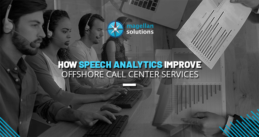 A blog banner by Magellan Solutions titled How Speech Analytics Improve Offshore Call Center Services