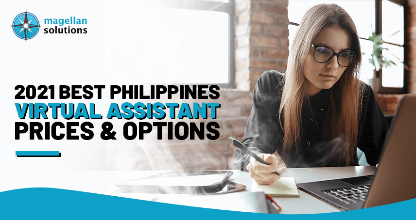 A blog banner by Magellan Solutions titled 2021 Best Philippines Virtual Assistant Prices & Options