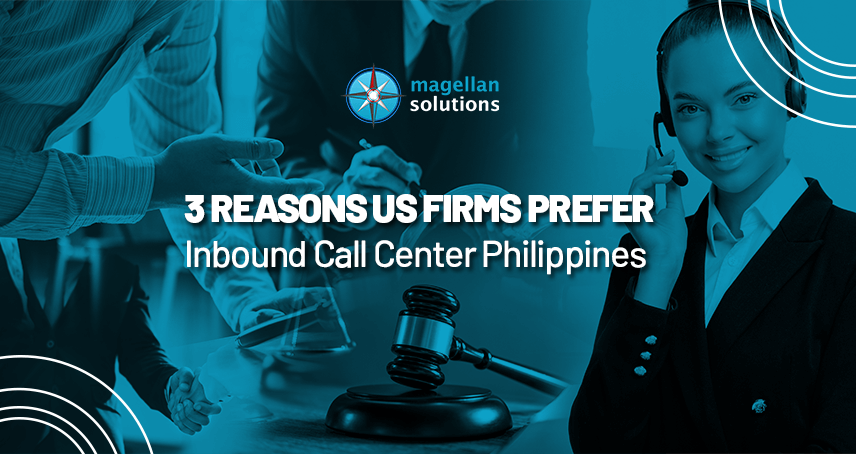 A blog banner by Magellan Solutions titled 3 Reasons US Firms Prefer Inbound Call Center Philippines