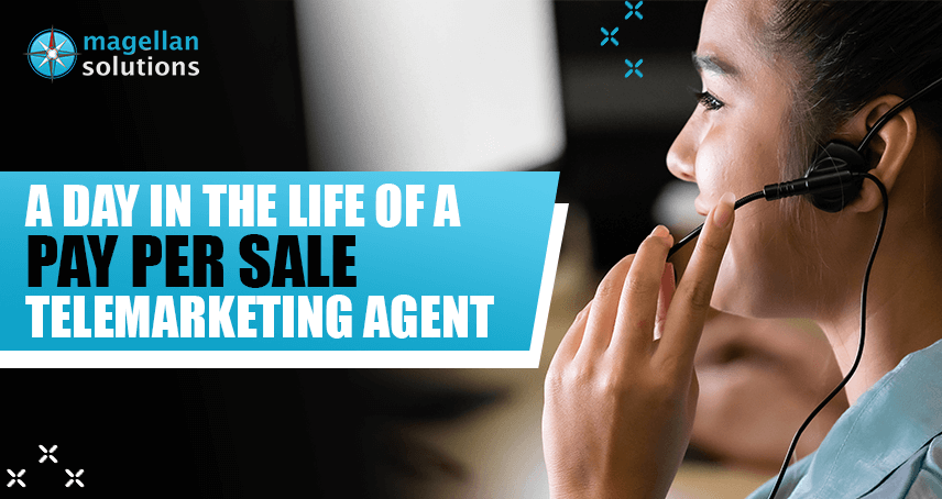 A blog banner for A Day in the Life of a Pay Per Sale Telemarketing Agent
