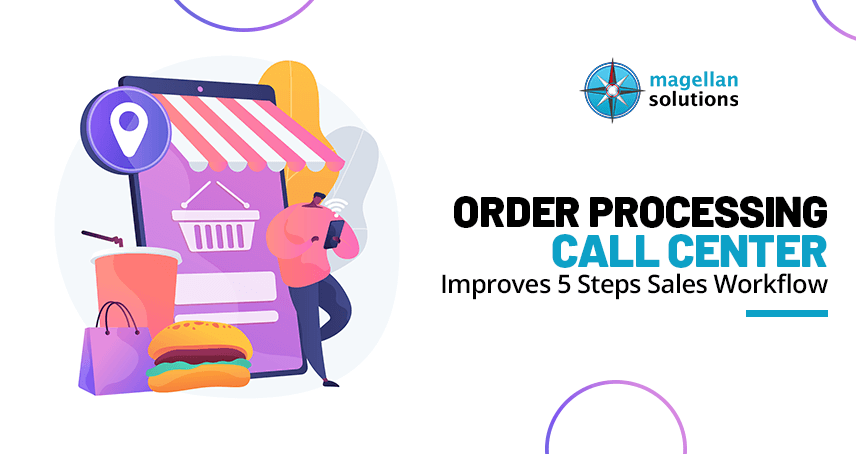 A blog banner by Magellan Solutions titled Order Processing Call Center Improves 5 Steps Sales Workflow