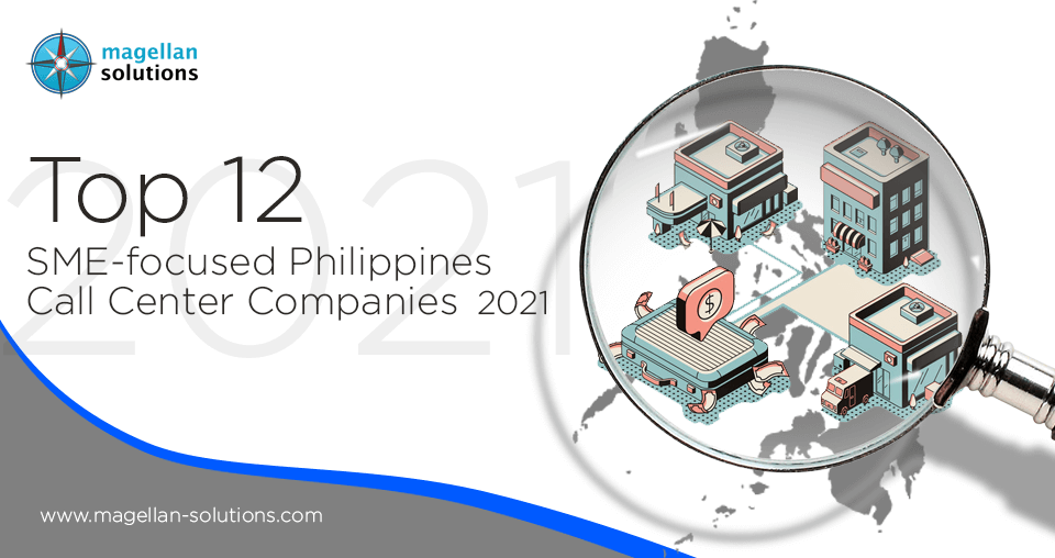 A blog banner by Magellan Solutions titled Top 12 SME-focused Philippines Call Center Companies 2021