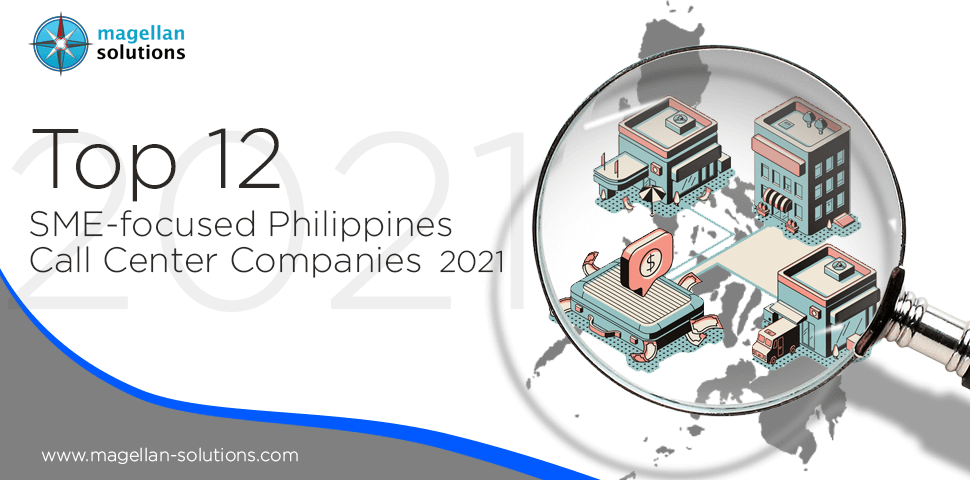A blog banner by Magellan Solutions titled Top 12 SME-focused Philippines Call Center Companies 2021