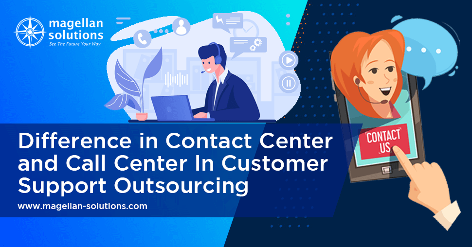 blog banner for Difference in Contact Center and Call Center In Customer Support Outsourcing