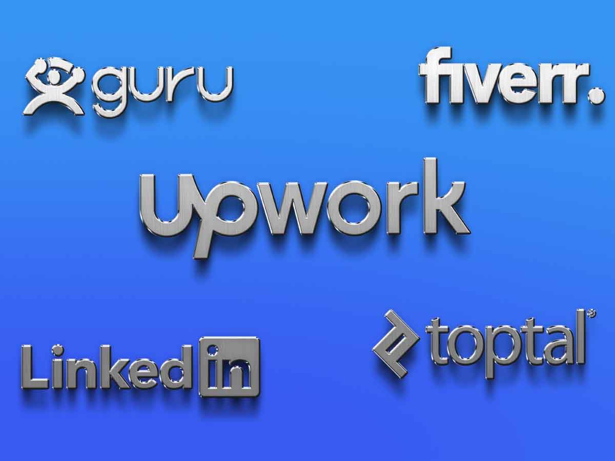 guru, upwork, fiverr, linkedin, toptal in text