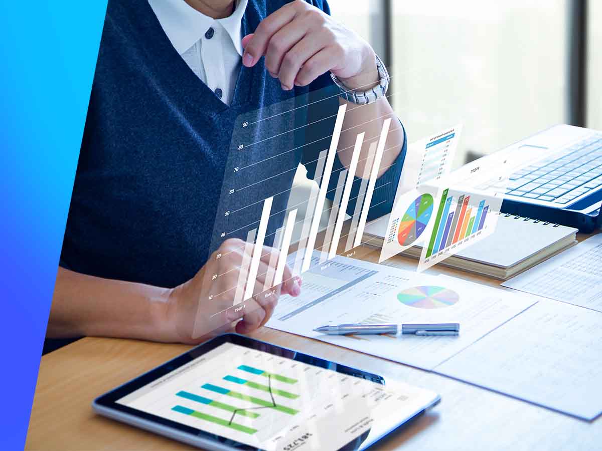 person working on a projection of graph