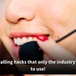 A close-up of a smiling woman with bright red nails adjusting her call center headset, with the caption: "Mind-blowing calling hacks that only the industry’s top pros dare to use!