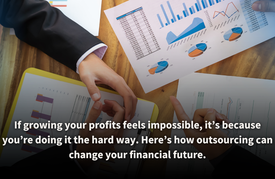 Business professionals analyzing colorful financial charts and graphs on a wooden table, symbolizing collaborative financial planning. Outsourcing financial planning helps optimize strategies, minimize risks, and maximize profits for sustainable growth.